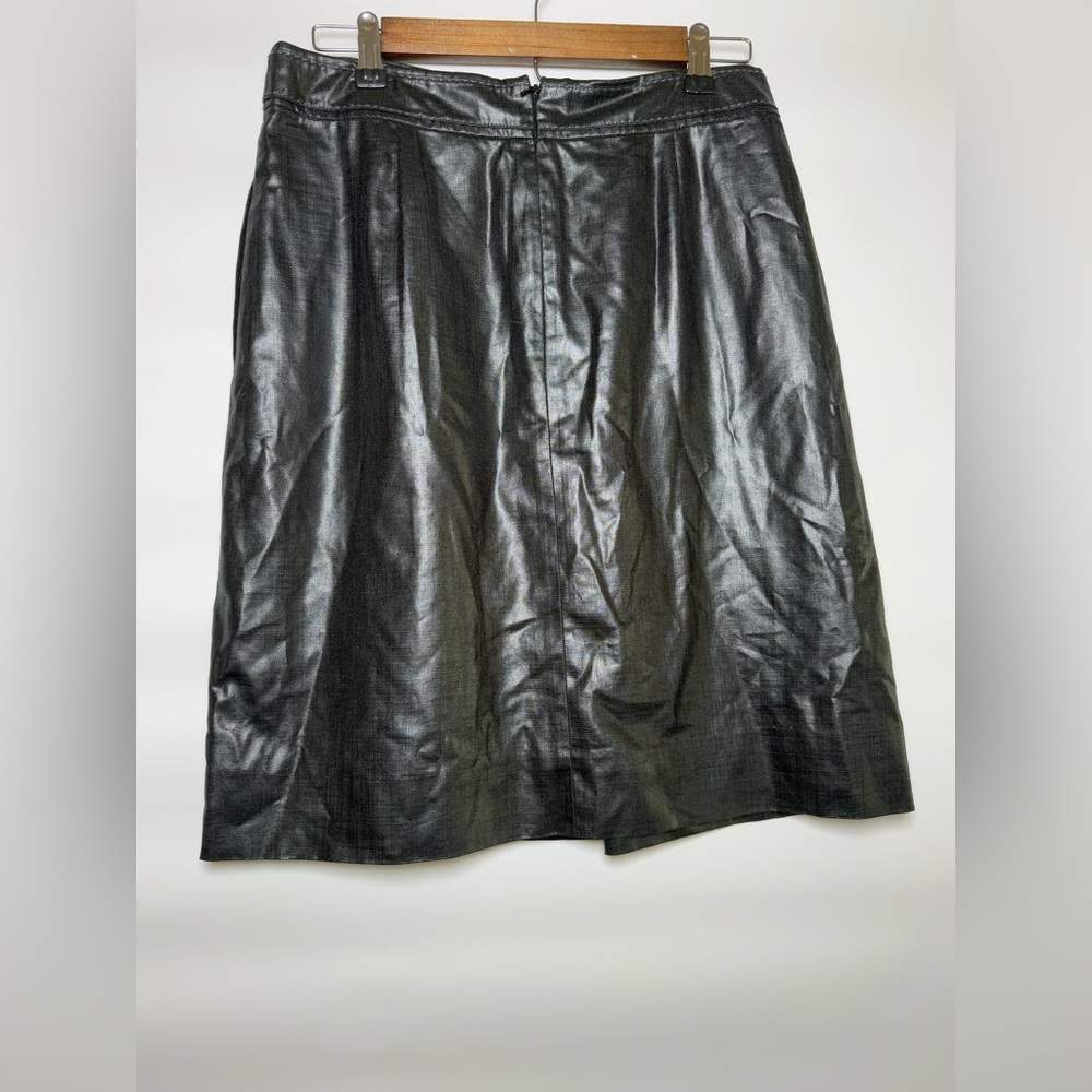 Tory Burch Black Coated Skirt A Line Leather Look Minimalist Chic-Size 8 - Picture 6 of 9